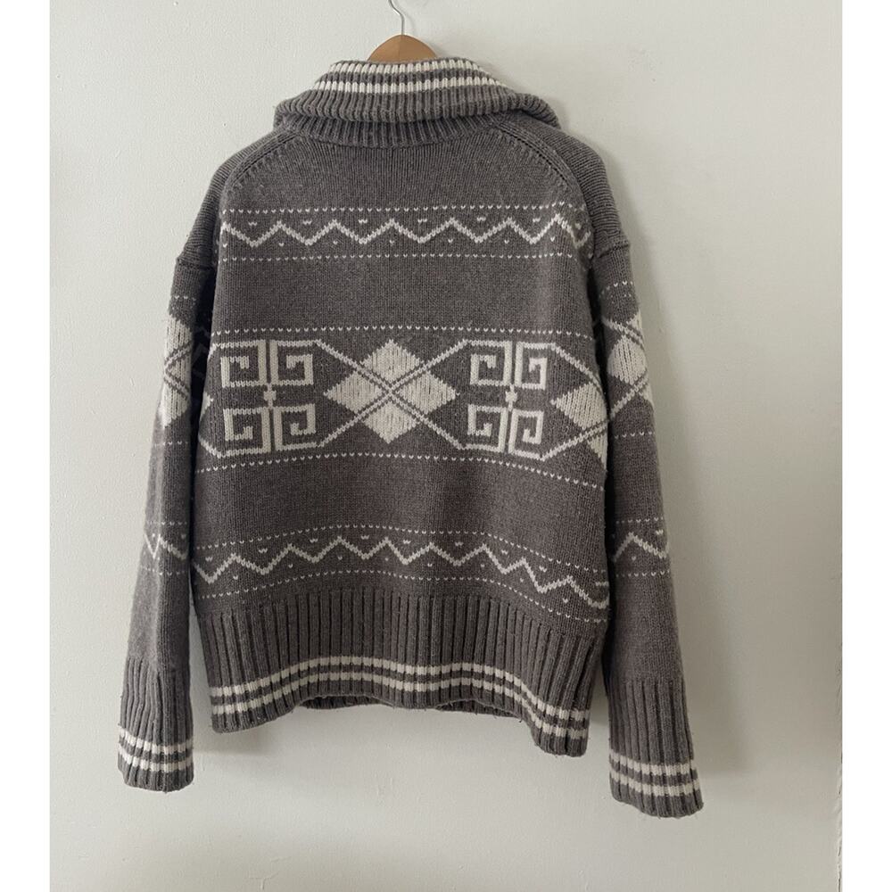 Reformation 100% Merino Wool Mariposa Sweater Size Small Brown White Fair Isle - Picture 5 of 6